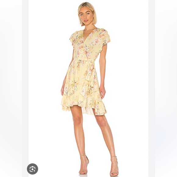 RAVN x Revolve Yellow Floral Wrap Dress size Small - Picture 1 of 11